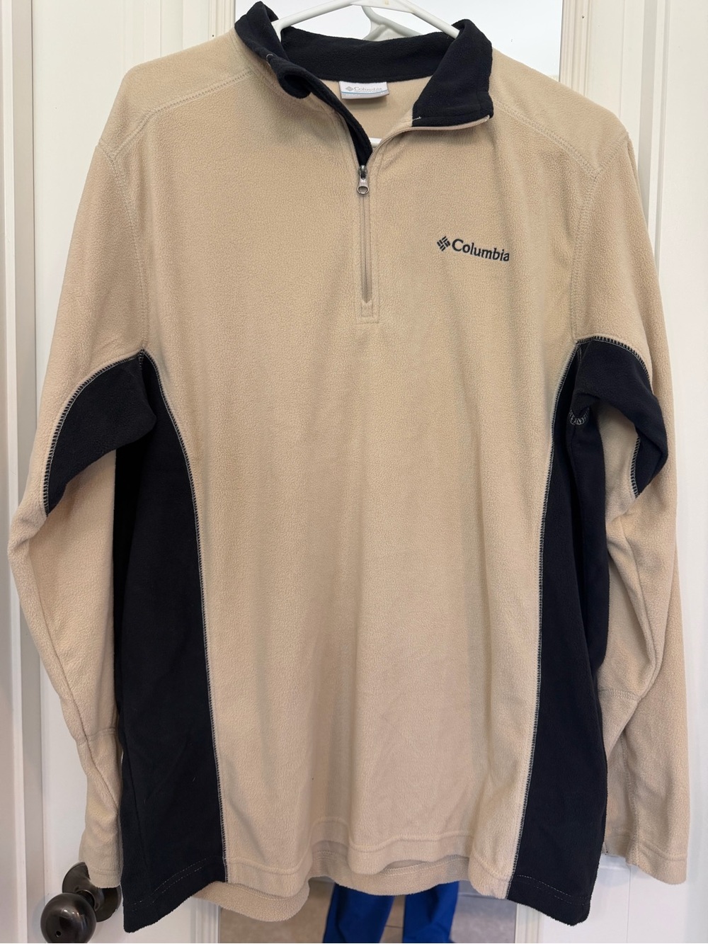 Columbia Men's Beige and Black Quarter-Zip Fleece Pullover